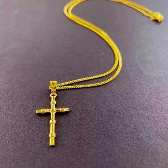 Jewelry - Fashion Gold Color Necklace Religious Faith Cross Pendant Necklace Women…